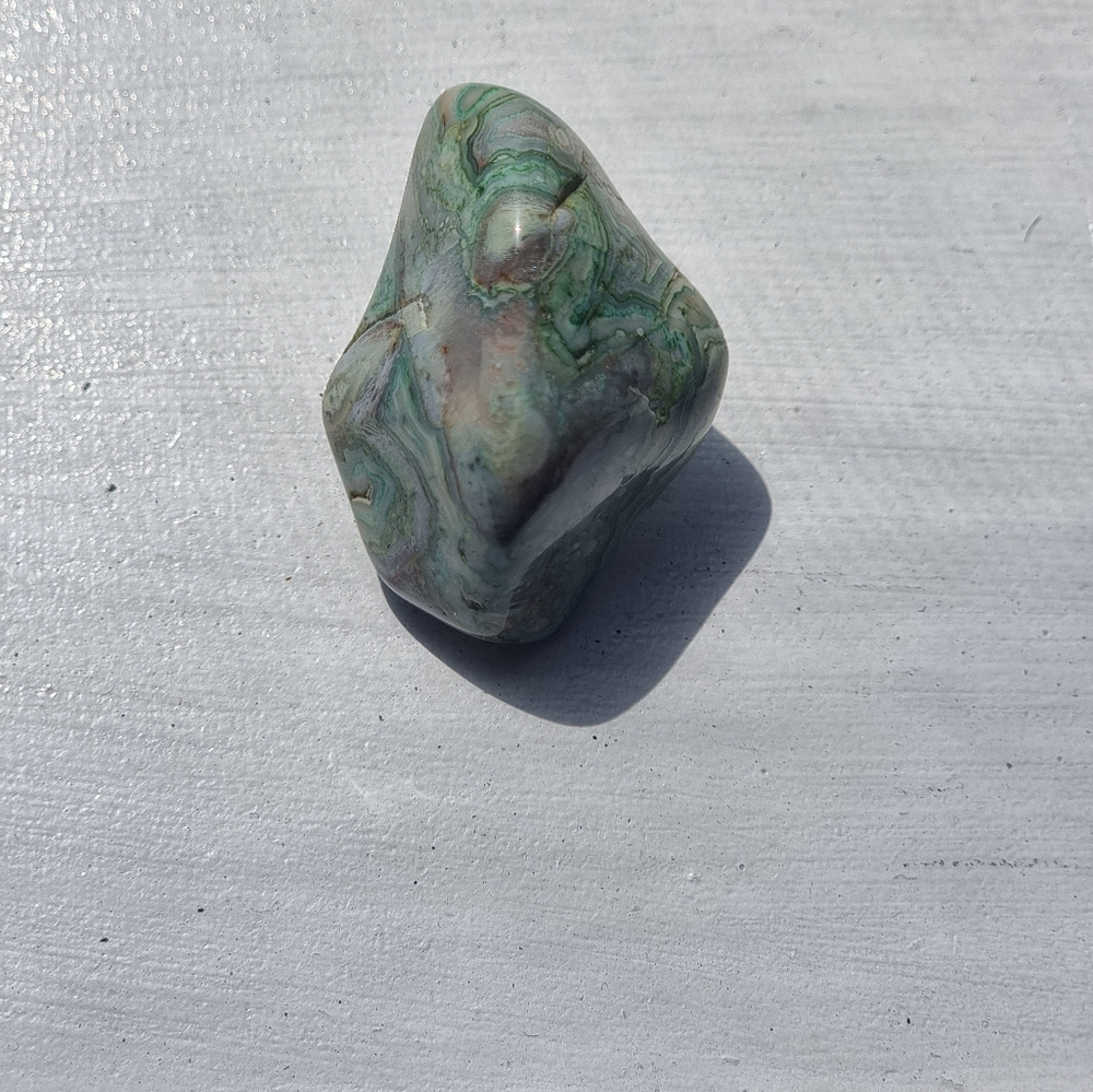 Bolo Tie Pandant Swirled Green, Lilac, and Gray Stone